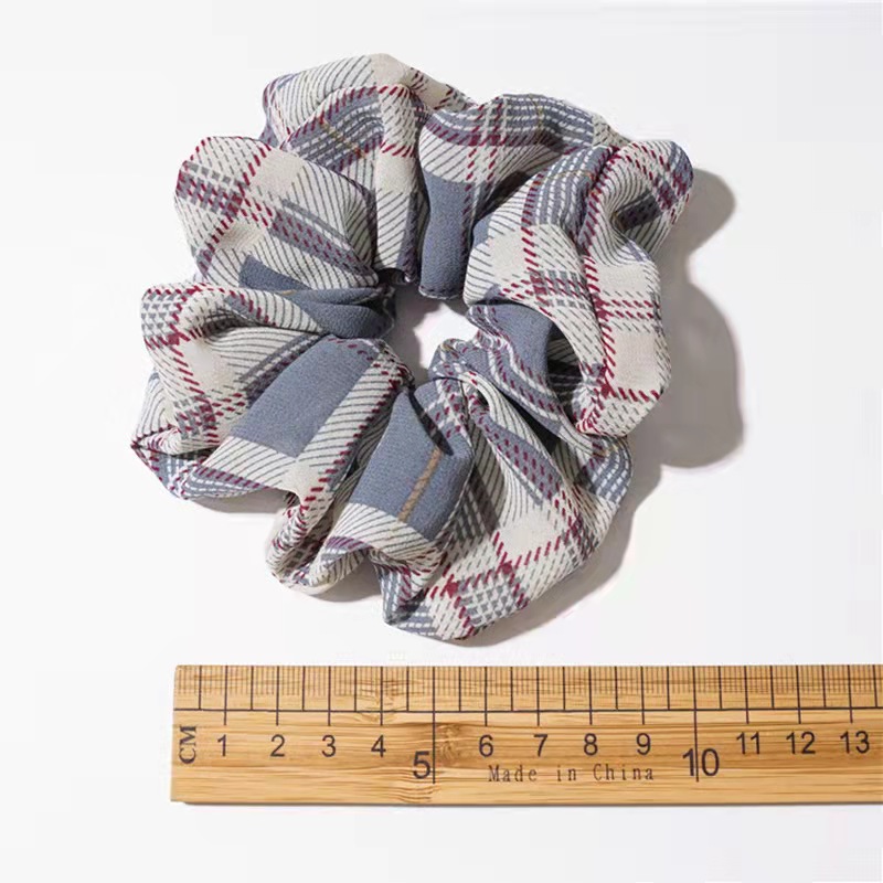 Chiffon Scrunchies For Summer, Fashion Checked Scrunchy For Ladies, Elastic Hair Tie For Sport ,#GRD494 - Image 3