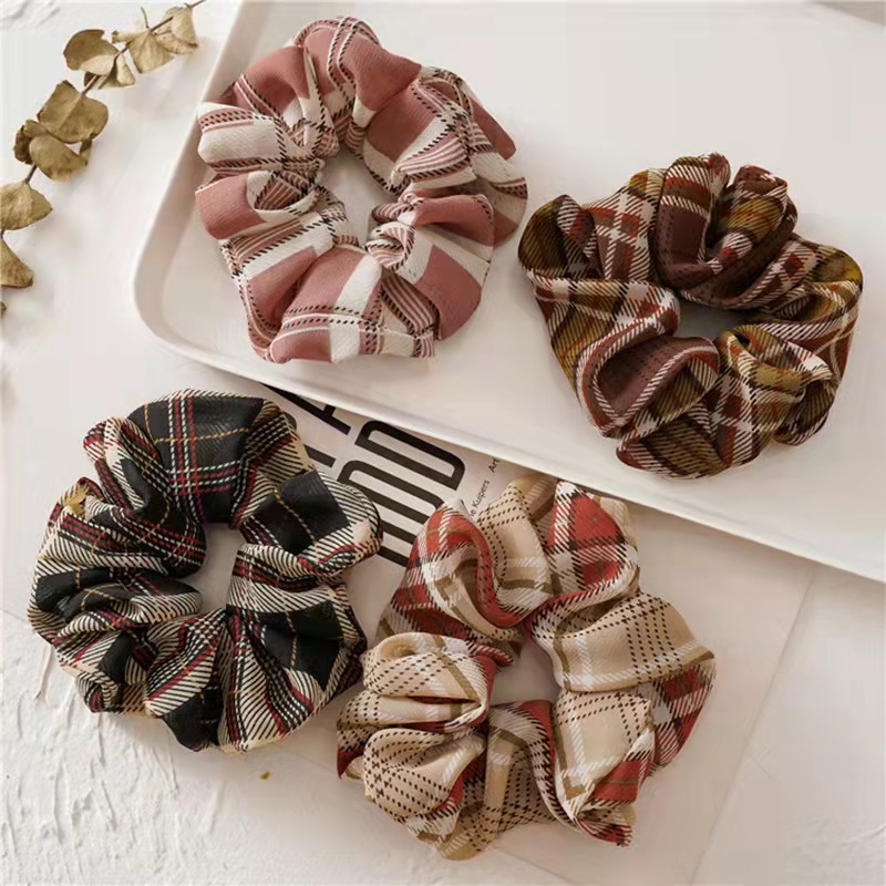 Chiffon Scrunchies For Summer, Fashion Checked Scrunchy For Ladies, Elastic Hair Tie For Sport ,#GRD494 - Image 4