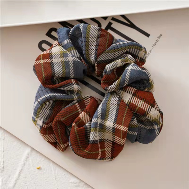 Chiffon Scrunchies For Summer, Fashion Checked Scrunchy For Ladies, Elastic Hair Tie For Sport ,#GRD494 - Image 5